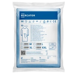 Kuitukangasta valmistettu lääkärin kylpytakki (kalvosin), sininen, 10 kpl. - 2