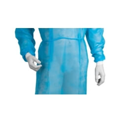 Kuitukangasta valmistettu lääkärin kylpytakki (kalvosin), sininen, 10 kpl. - 1