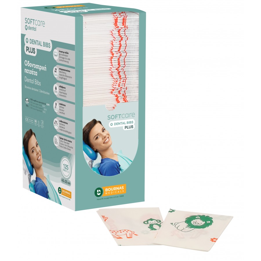 Dental Bibs Soft Care Plus 3ply with dispenser kids ( 125 pcs)