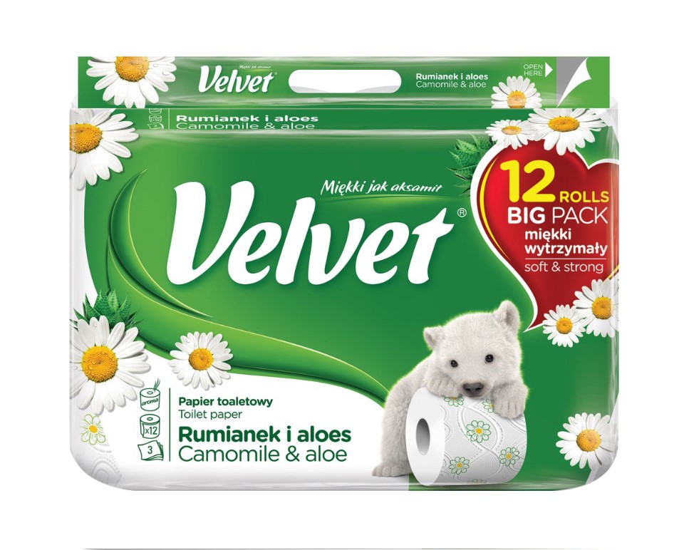 Velvet Toilet paper Camomile 3-layer 56 roll