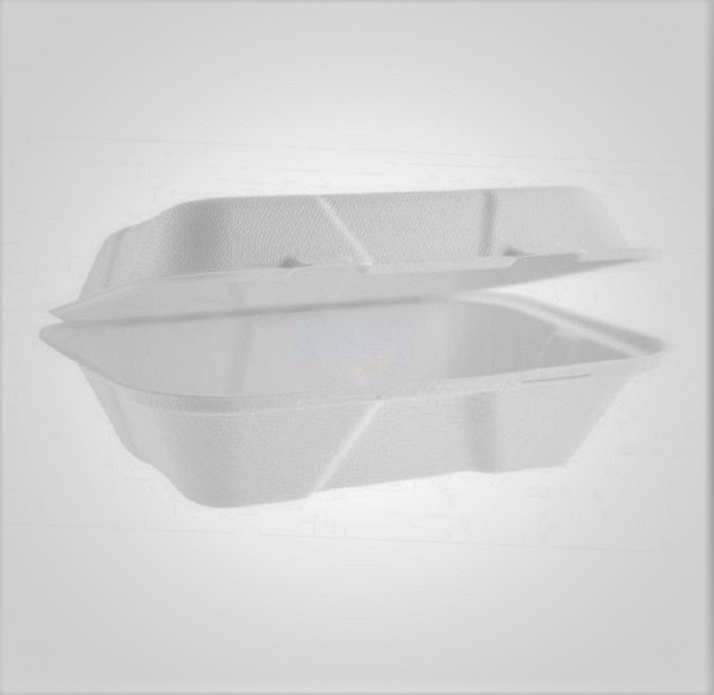 Large bagasse clamshell (228 x 152 mm), 50 pcs per pack