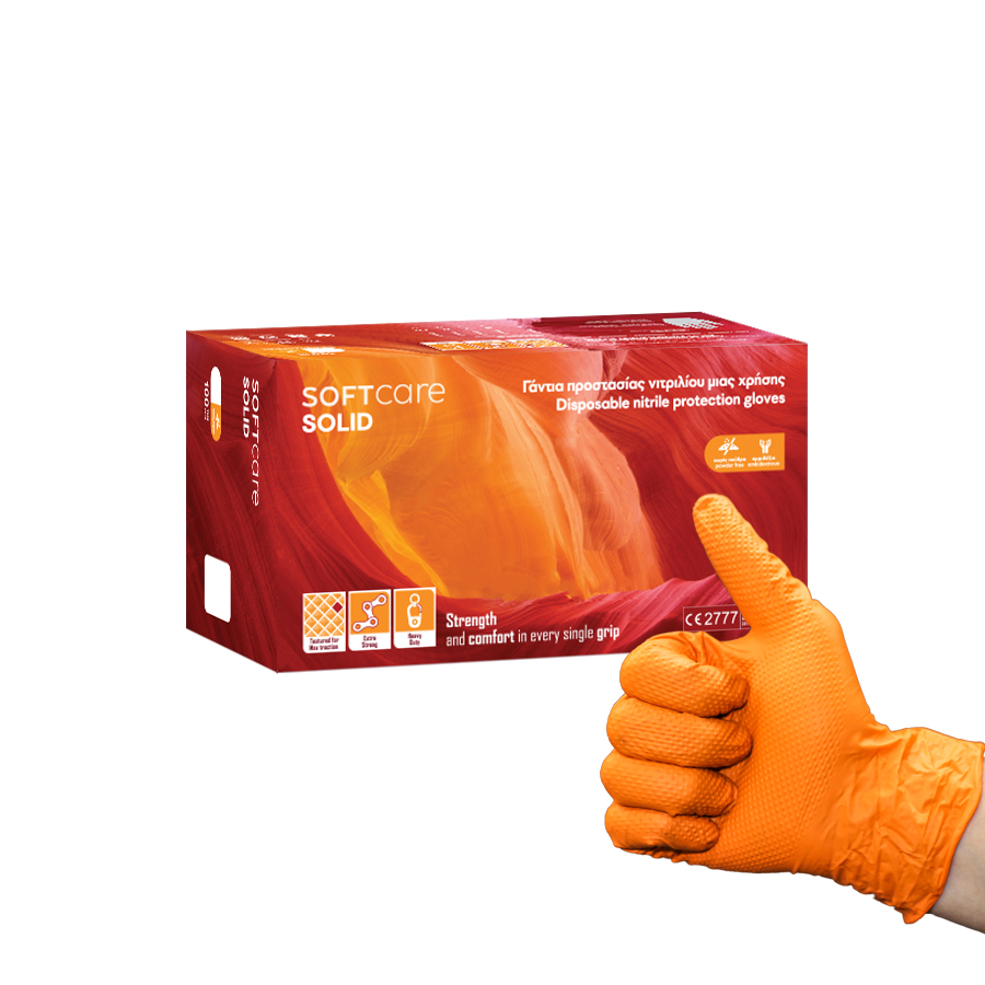 Kindad nitrile Soft Care SOLID Orange (90 osa) (100 tk)
