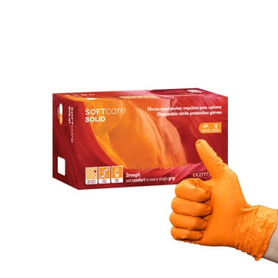 Kindad nitrile Soft Care SOLID Orange (90 osa) (100 tk)