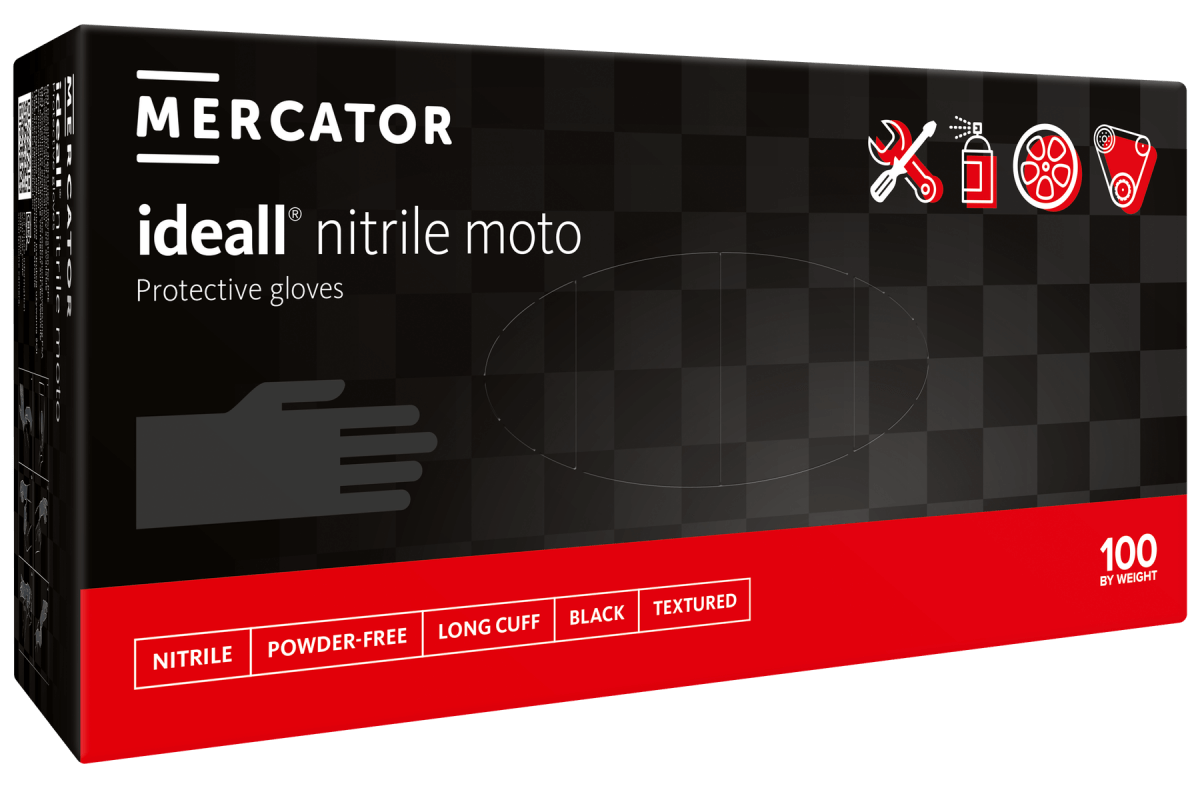 Mercator Ideall Nitrile Moto Super durable nitrile gloves long 100pc