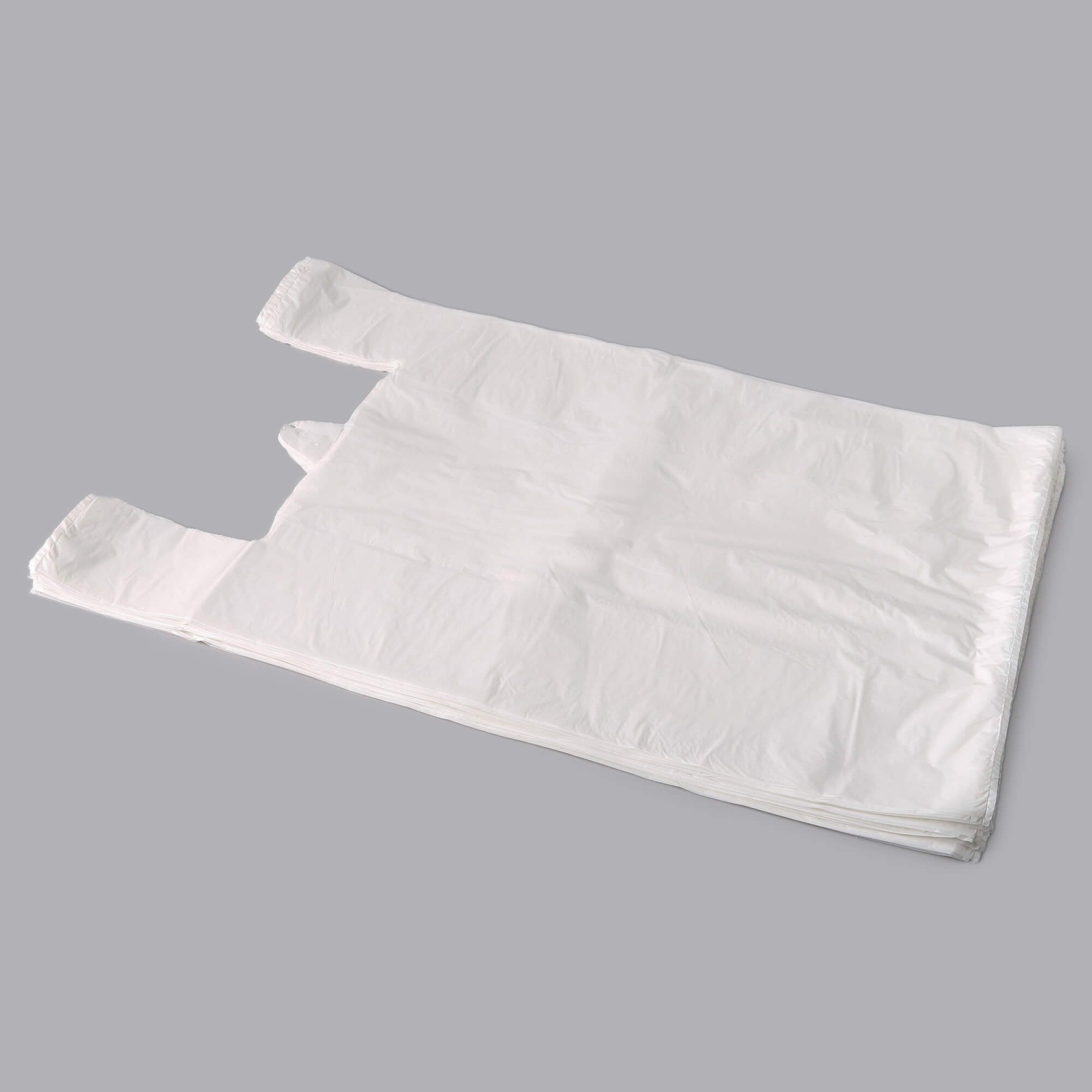 White plastic T-shirt bag 300+160x600mm, 20µm, MDPE, 100pcs/pack